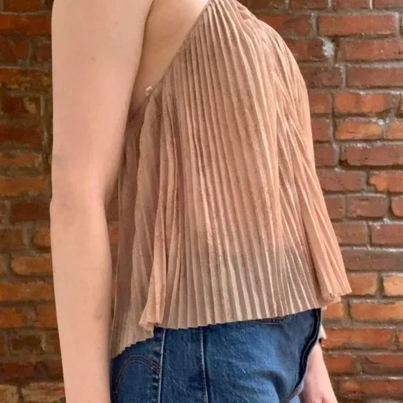 UO Kimchi Blue Pleated Metallic Top - Picture 3 of 4